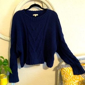 LA Hearts navy cropped knit sweater, sz Lg